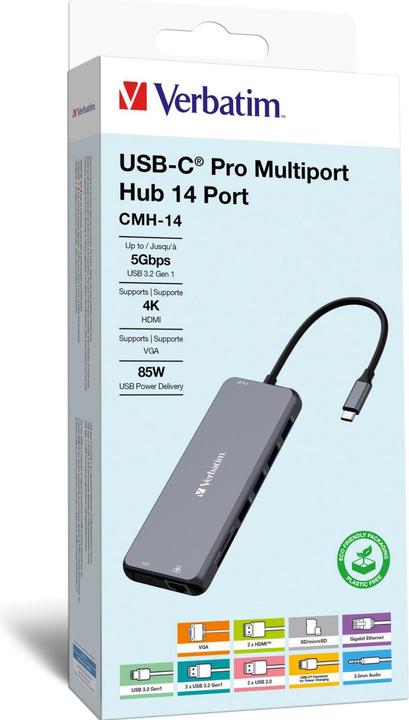 Actual product image Verbatim CMH-14 (USB-C, 14 Ports)