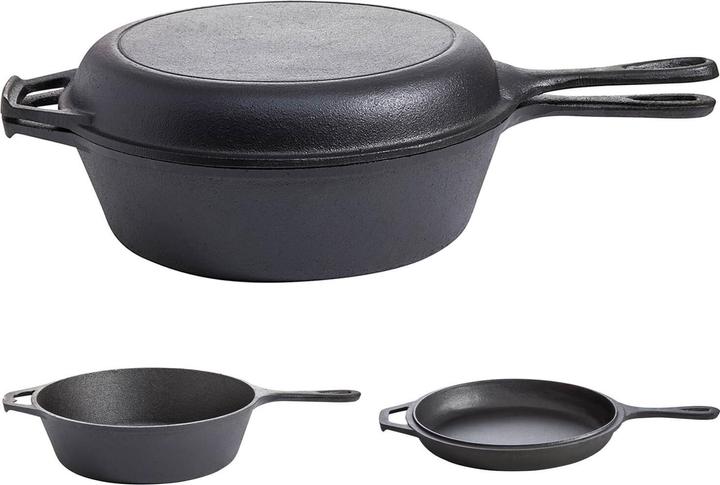Actual product image Gusseisenkuss 2in1 cast iron pot & pan, Ø 26 cm (26 cm, Pan set + pot set, Cast iron)