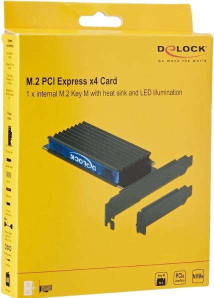 Productafbeelding Delock Host Bus Adapter PCIe x4 - M.2, NVMe, Key M, RGB LED