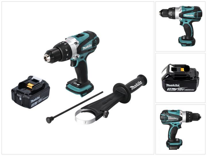 Produktbild Makita DHP 458 F1 Akku Schlagbohrschrauber 18V 91Nm + 1x 3,0 Ah Akku (Akkubetrieb)