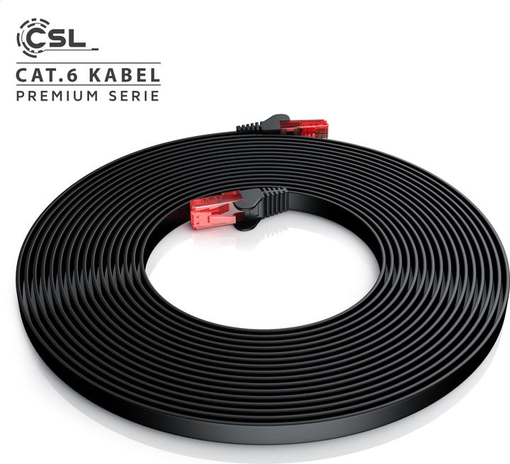 Produktbild CSL CAT.6 Netzwerkkabel flach - Ethernet Gigabit Lan Kabel RJ45 - komp. CAT.5 CAT.6 CAT.7 CAT.8 (UTP, CAT6, 10 m)