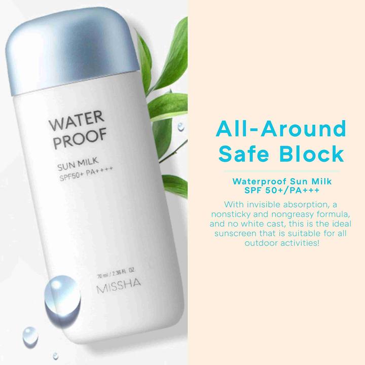 Image du produit Missha All-Around safe block Lait solaire étanche (Crème solaire, Lait solaire, SPF 50, 70 ml)