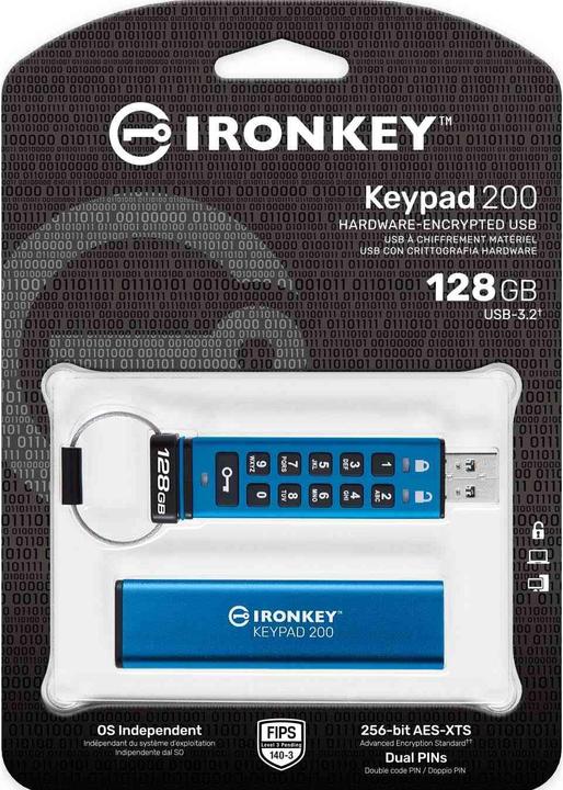 Produktbild Kingston IronKey Keypad 200 (128 GB, USB-A)