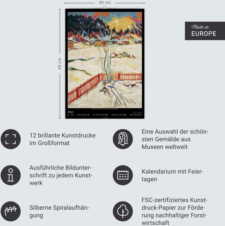 Produktbild World of Art Kalender 2026 (49 x 68 cm, Harter Einband, Deutsch, Englisch)