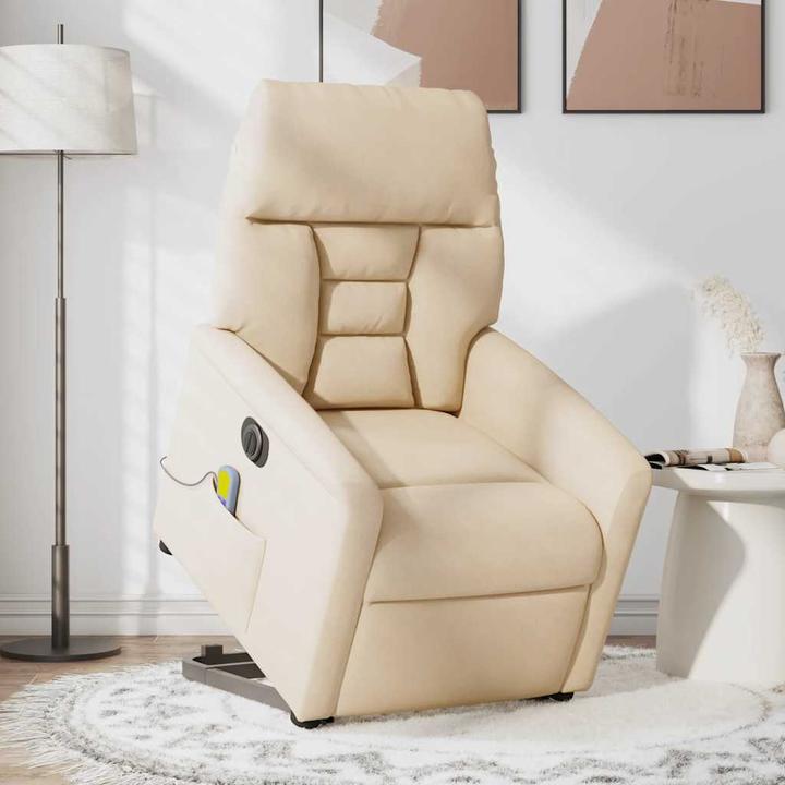 Actual product image VidaXL Massage chair stand-up aid electric Beige microfibre fabric