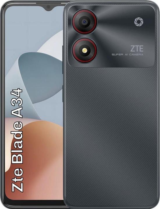 ZTE Blade A34 (64 GB, Grey, 6.60", Dual SIM, 8 Mpx, 4G)