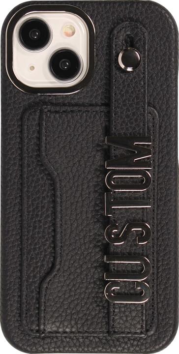Produktbild PhoneLook Hülle Individuell angefertigte Lederhülle mit silbernem Schriftzug + Lanyard und Kartenfach (Apple iPhone 15)