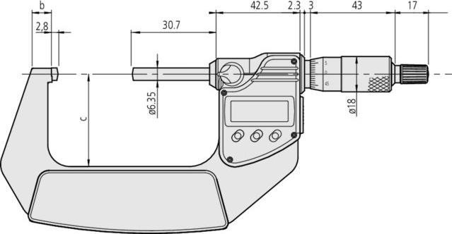 Produktbild Mitutoyo Rohr-Bügelmessschraube Digital sphärischer Amboss 0-25 mm