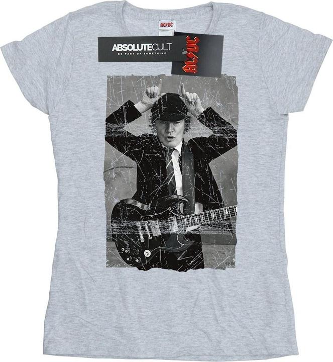 AC/DC Angus Young Distressed Foto TShirt aus Baumwolle