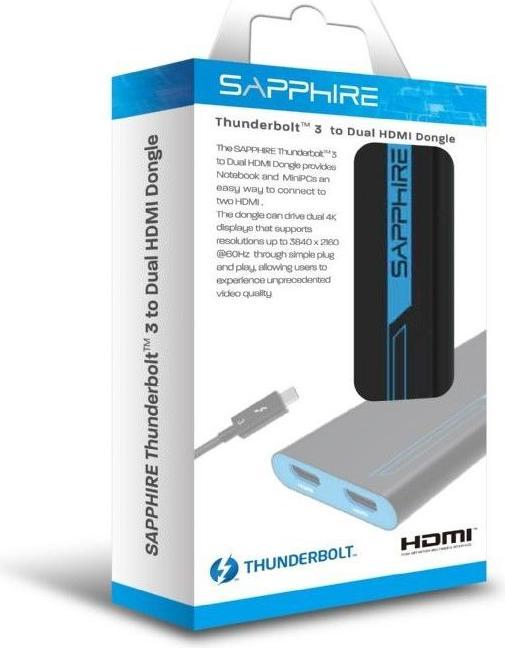 Actual product image Sapphire Thunderbolt 3 To Dual HDMI (0.11 m)