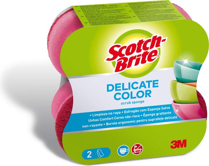 Produktbild Scotch Scotch-Brite® Delicate Color Comfort nicht kratzender Reinigungsschwamm, 2 Stück pro Packung (2 Stk.)