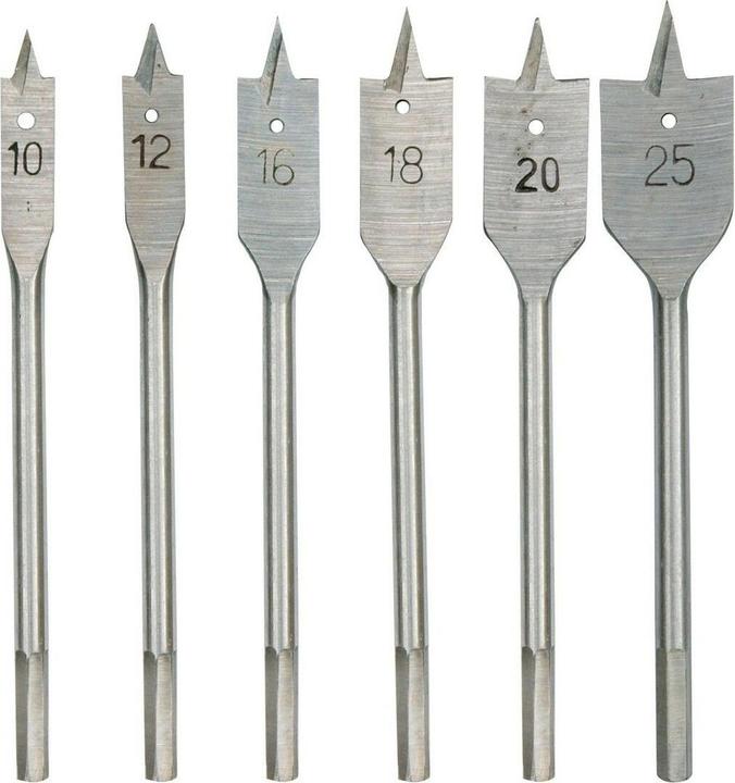 Toya Jeu de mèches à bois 6 pcs. plates (10 - 25 mm, Ø1-10mm)