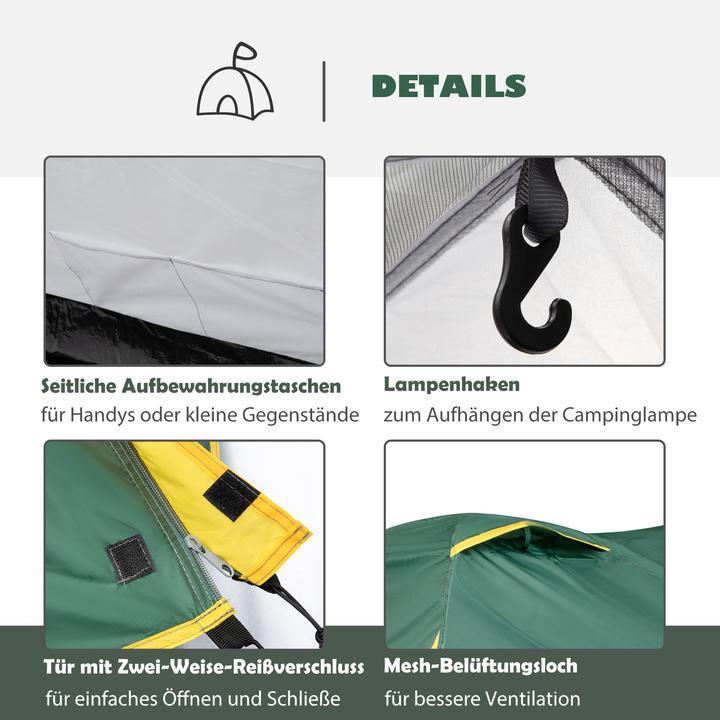 Produktbild Outsunny Campingzelt für 3-4 Personen (Kuppelzelt, 3 kg, 2 Personen)