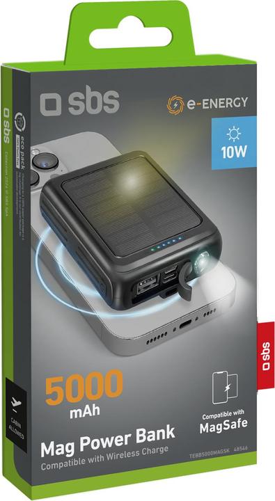Image du produit SBS Banque d'énergie solaire 5000 mAh avec recharge sans fil (5000 mAh)