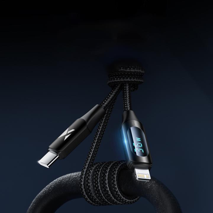 Produktbild Wozinsky USB-C-Kabel – Lightning WUCLC1 mit LED-Anzeige 36 W 1 m – Schwarz (1 m, USB 2.0, 36 W)