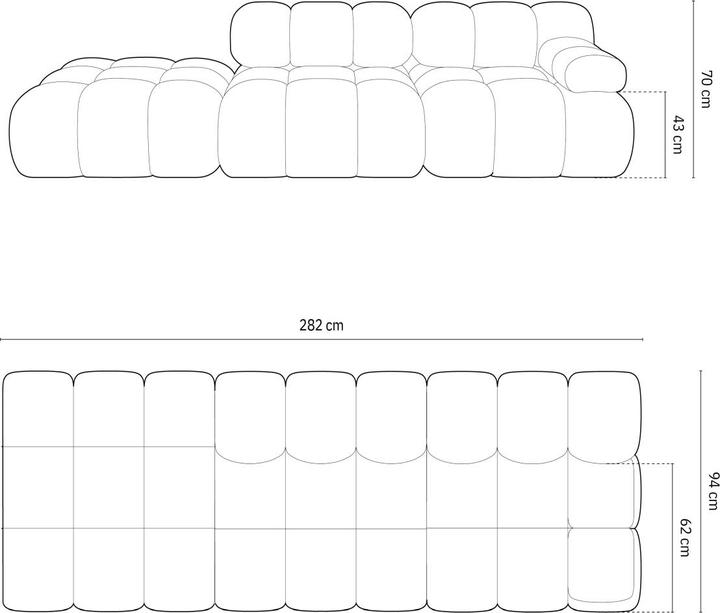 Actual product image Micadoni Left Modular Sofa, "Bellis", 4 Seats, 282x94x70Made in Europe (2 person sofa, 3-seater, 4-seater)
