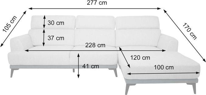 Produktbild Swisshandel24 Sofa, Couch Ecksofa L-Form 3-Sitzer, Liegefläche Nosagfederung Taschenfederkern verstellbar - rechts (3-Sitzer)