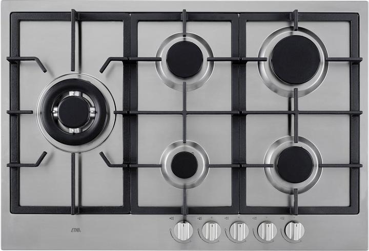 Image du produit Etna KG875RVSA - Gaskookplaat - 5 pits met wokbrander - 75 cm - RVS (KG875RVSA)