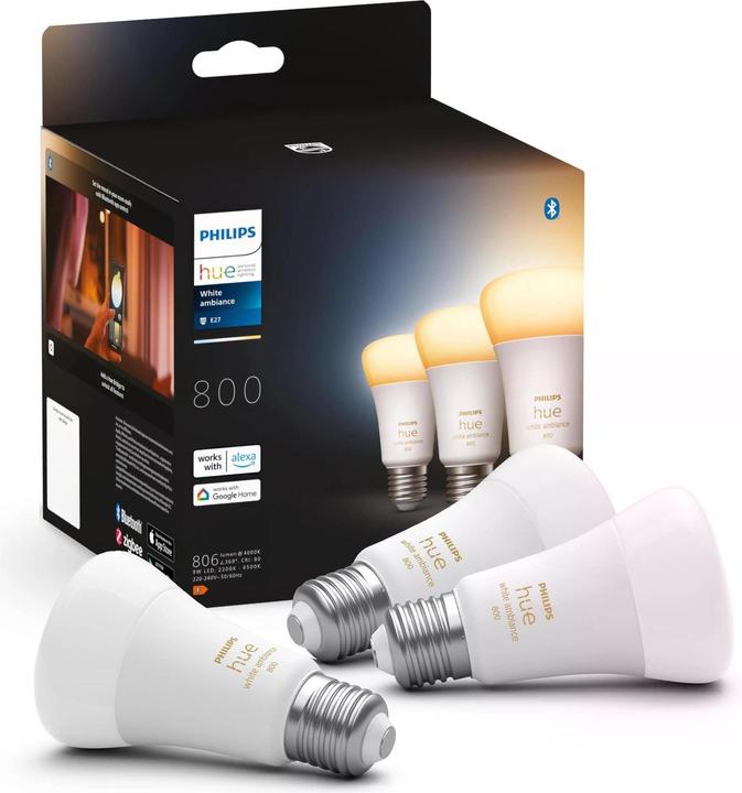 Actual product image Philips White Ambiance light source (E27, 9 W, 806 lm, 3 x, F)