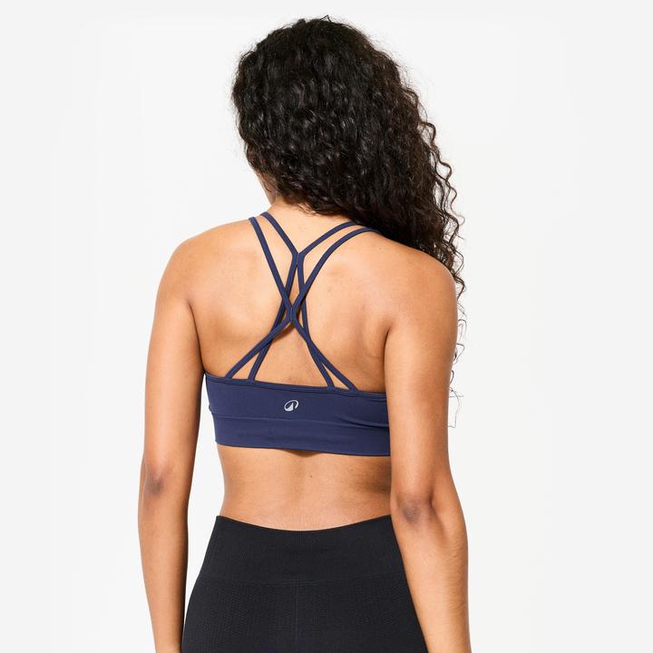 Image du produit Kimjaly Brassière bretelles croisées maintien léger Femme, Bleu foncé (XL)