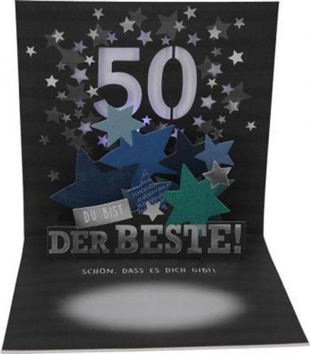 Produktbild Magni Depesche 0011694-008 Pop-up Glückwunschkarte zum 50. Geburtstag, Klappkarte mit Musik, Lichtelemente (1 Stk.)