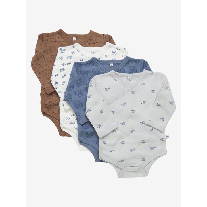 Actual product image Pippi Wrap-around long-sleeved bodysuit set of 4 Blue Mirage size 68 (68)