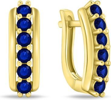 Brilio Silver - Amazing gold plated earrings with dark blue zircons EA543YB