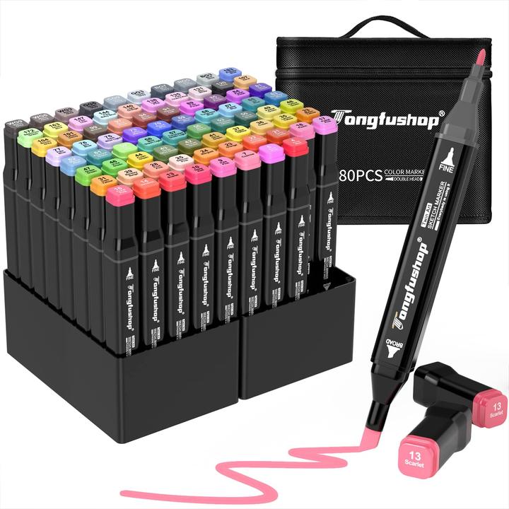 Produktbild Tongfu Shop 80 Farbstifte Marker Set (Mehrfarbig, 80 x)