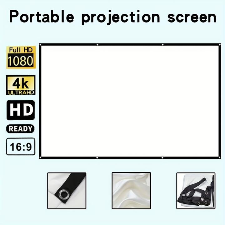 Produktbild PhoneLook Doppelseitige 16:9 Projektionsleinwand mit pflegeleichtem, bügelbarem Stoff (60 Zoll, 152 cm) (60", 16:9)