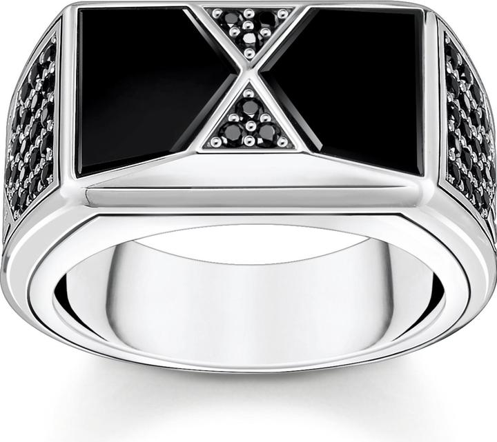 Thomas Sabo Ring mit Schwarzem Onyx und Schwarzen Steinen Silber