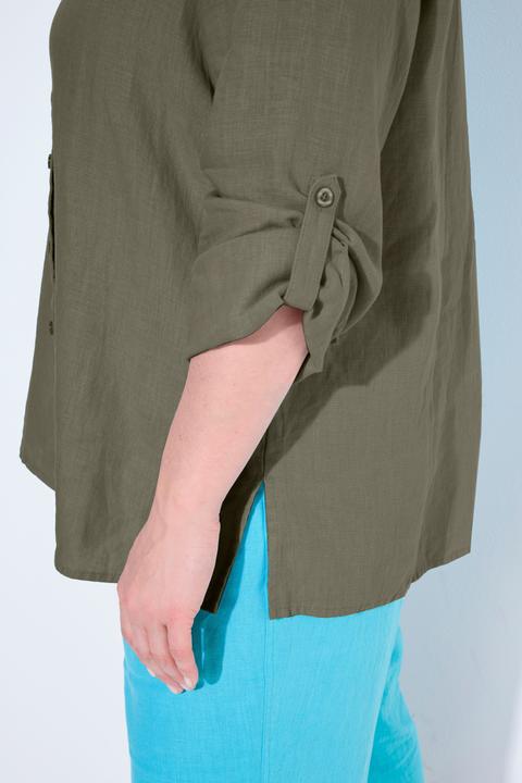 Produktbild Ulla Popken Bluse, Leinen, offener Kragen, Langarm (62)