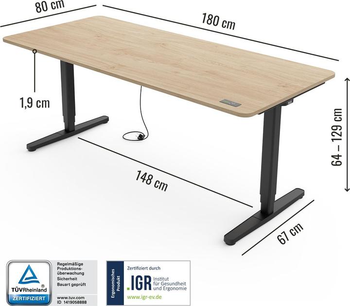 Immagine prodotto Yaasa Desk Pro (180 x 80 cm)