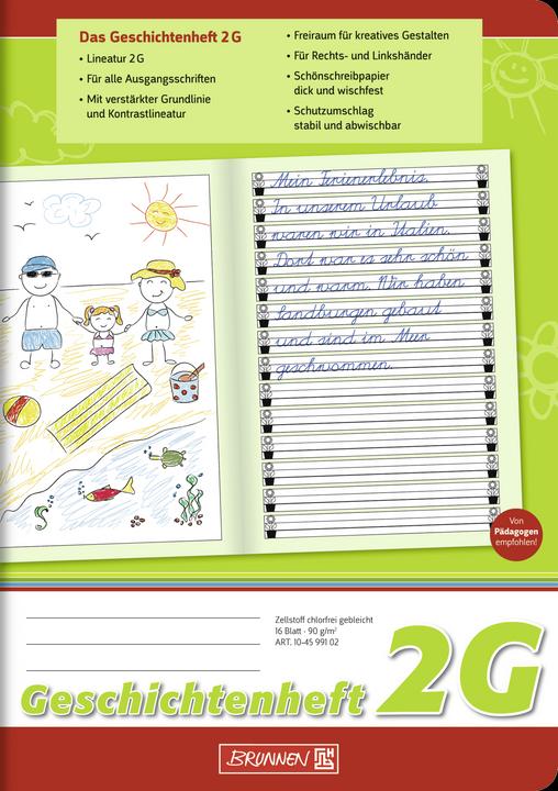 Actual product image Storybook ruled 2G lined DIN A5 without margin, 16 sheets (A5, Lined)