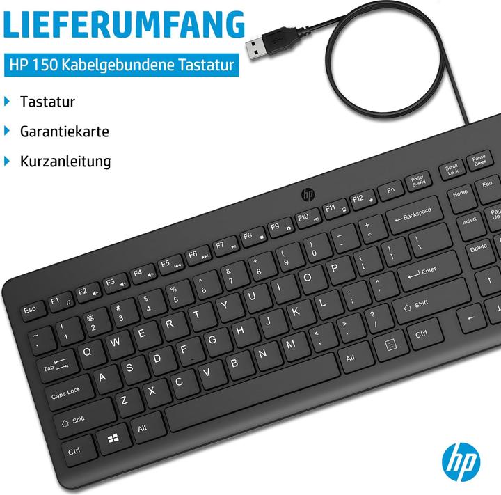 Produktbild HP 150 Tastatur Deutsch (DE, Kabelgebunden)