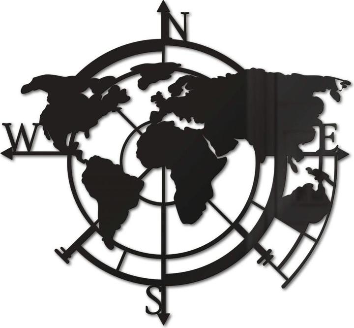Image du produit Trenddeko Points cardinaux de la carte du monde 02 (60 x 58 cm)
