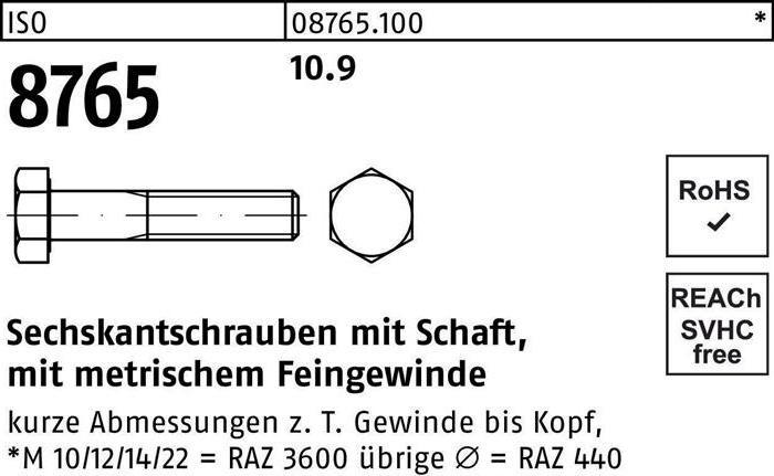 Actual product image Hexagon head screw ISO 8765 w.shank M 16 x1,5 x130 10.9 (25 Screws per piece)