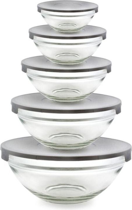 B-Home 5er-Set Glasschüsseln mit Deckel (1 l, 5 x)