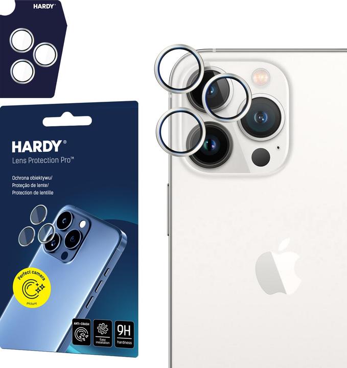 Produktbild 3MK HARDY Linsenschutz Pro für iPhone 14 Pro/14 Pro Max Silber (1 Stück, Apple iPhone 14 Pro Max, Apple iPhone 14 Pro)
