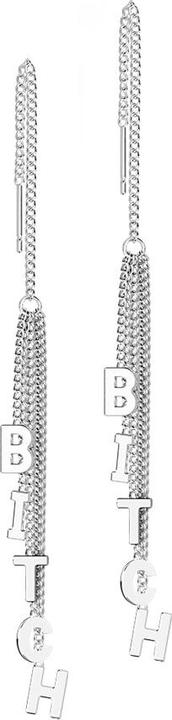 Star Piercing Ohrstecker silber freifallende Kette Buchstabenbaum Bitch (ohne Messing, Chirurgenstahl 316L)