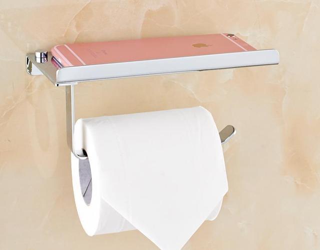 Produktbild Hermex Toilettenpapierhalter Edelstahl mit Handyablage Silber