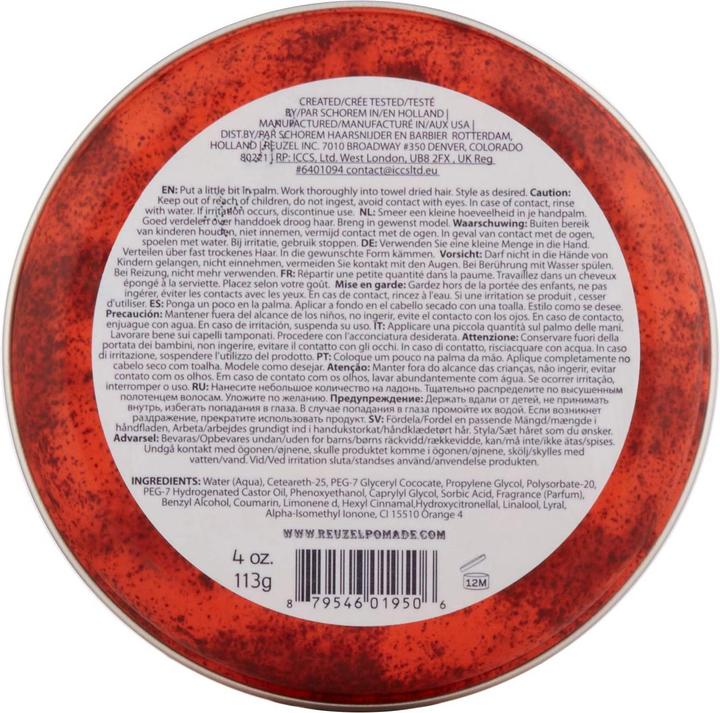 Image du produit Reuzel pommade rouge (Gel coiffant, 113 ml)