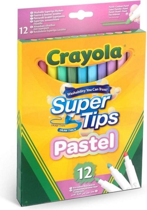 Image du produit Crayola 12 Feutres lavables Super Pointes Teintes pastel (Multicolore, 12 x)