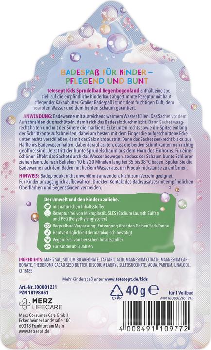 Valeurs nutritives et ingrédients Tetesept Bain à remous Regenbogenland (Sel de bain)