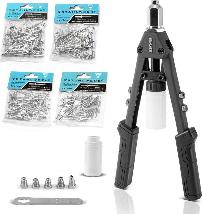 Produktbild Stahlwerk Hebel Blindnietenzange Spanndornzange Nietmutternzange Nietzange Set (12.70 mm)