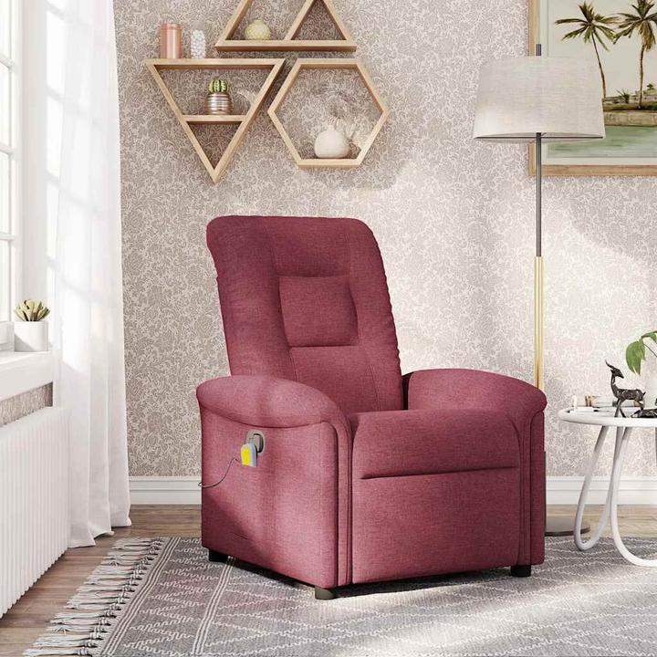 VidaXL Massagesessel Weinrot Stoff Massage TV-Sessel