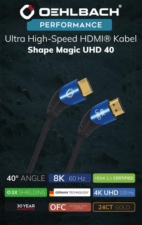 Produktbild Oehlbach HDMI AV Anschlusskabel (1x HDMI-Stecker - 1x HDMI-Stecker) 1 m Schwarz (1 m, HDMI)