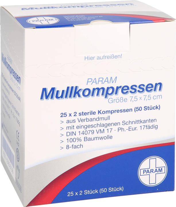 Produktbild MULLKOMPRESSEN STERIL 7,5X7,5 8F, 25X2 St KOM