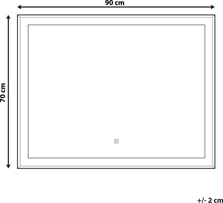 Produktbild Beliani Badspiegel mit LED-Beleuchtung rechteckig 90 x 70 cm ARGENS (90 x 70 cm)