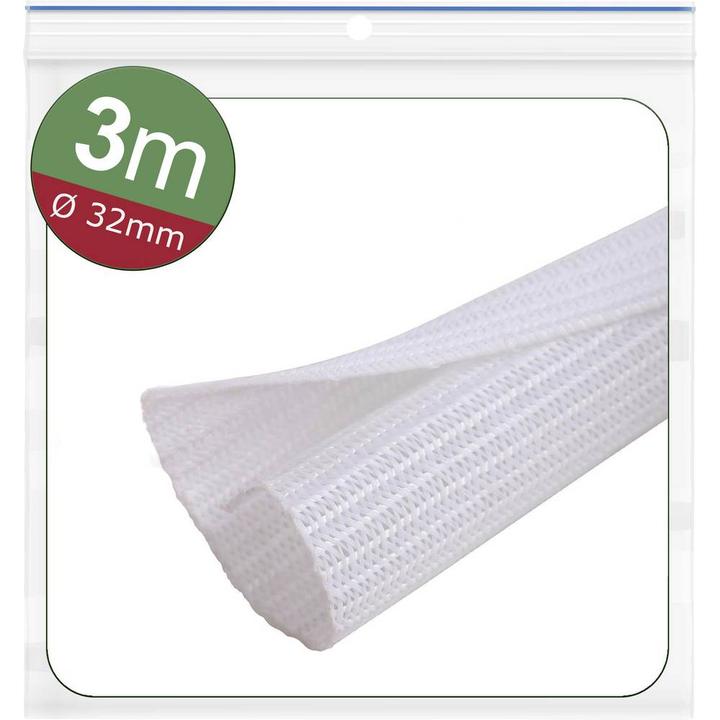 Immagine prodotto Quadrios 24CA474 24CA474 Geflechtschlauch Weiss Polyester 32 bis 33 mm 3 m (Foro cavo, 300 cm)