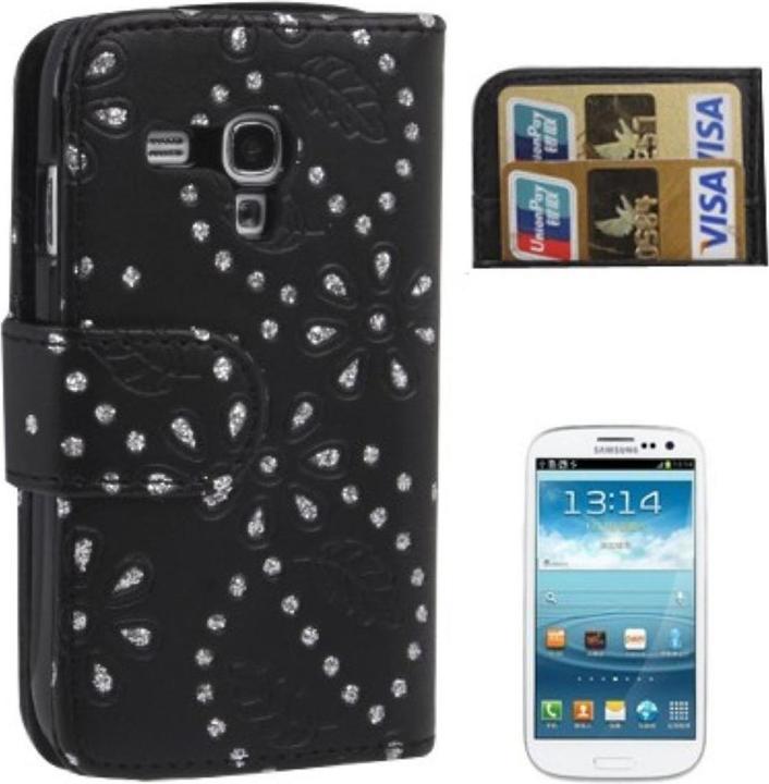 Produktbild König Design Handytasche Flip Strass für Handy Samsung Galaxy S3 mini schwarz (Samsung Galaxy S3 Mini)